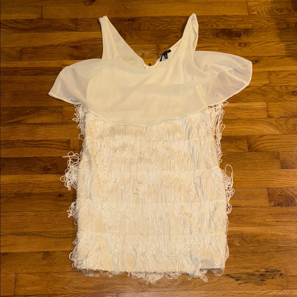 American Eagle Outfitters Cream Fringe Dress